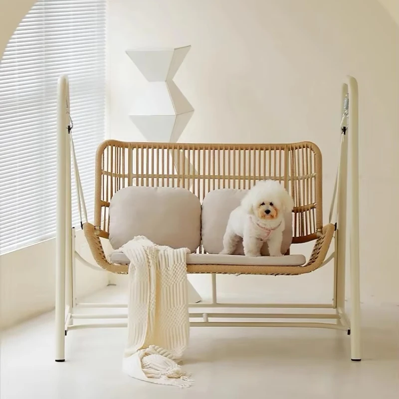 Stylish backyard swing chair, rust-proof alloy steel frame, breathable PE rattan