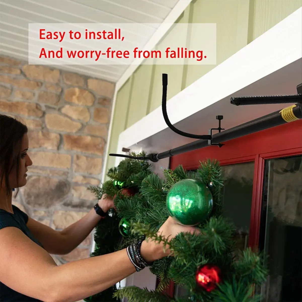 

(LBER) Крючок для входной двери, сверхпрочный держатель для рождественских украшений, для гирлянд и растений, телескопическая подвесная стойка для входной двери