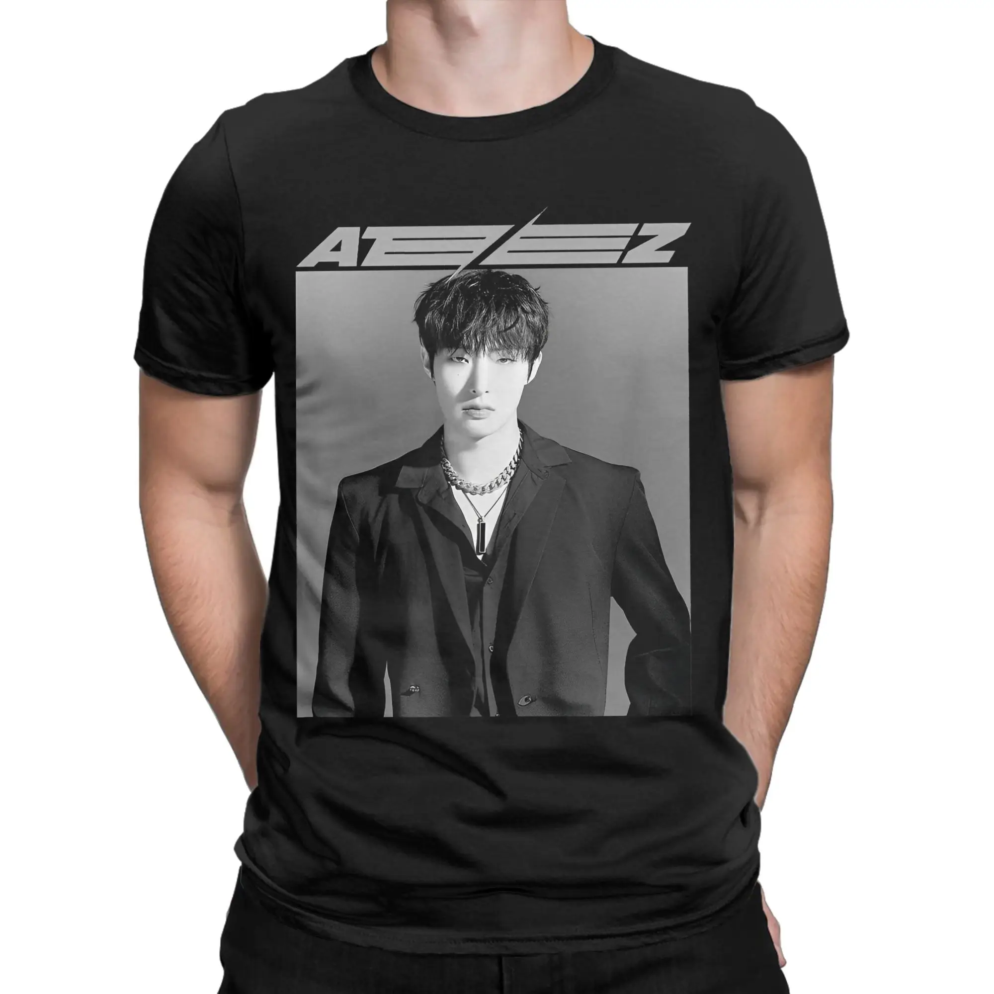 

ATEEZ Official Merch Exclusive Mingi Men T Shirts Funny Tee Shirt Short Sleeve Round Neck T-Shirt Pure Cotton Plus Size Clothes