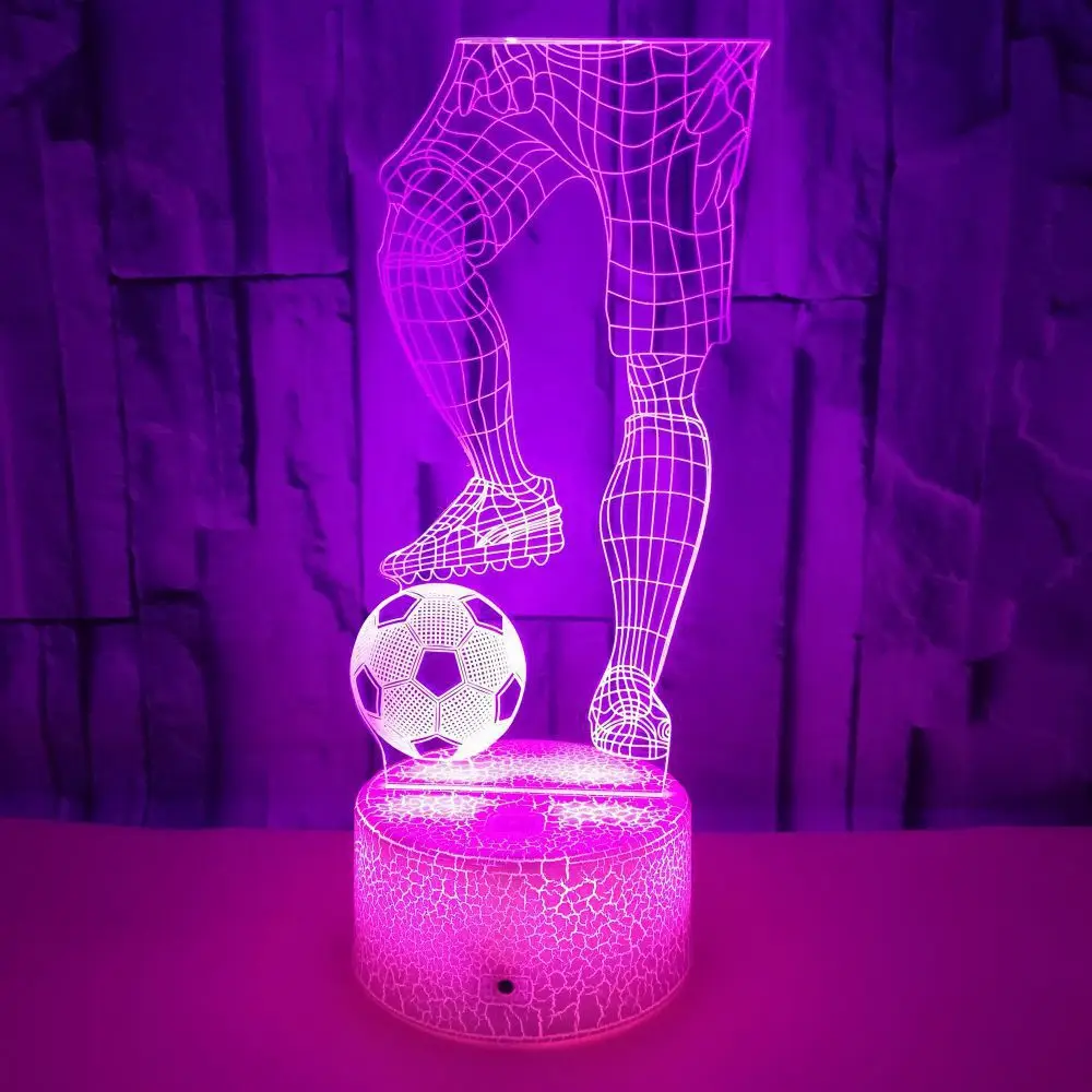 3D Play Football LED Night Light for Bedroom Decoration Colorful USB Table Lamp Home Decor Birthday Xmas Gift for Kids Boys