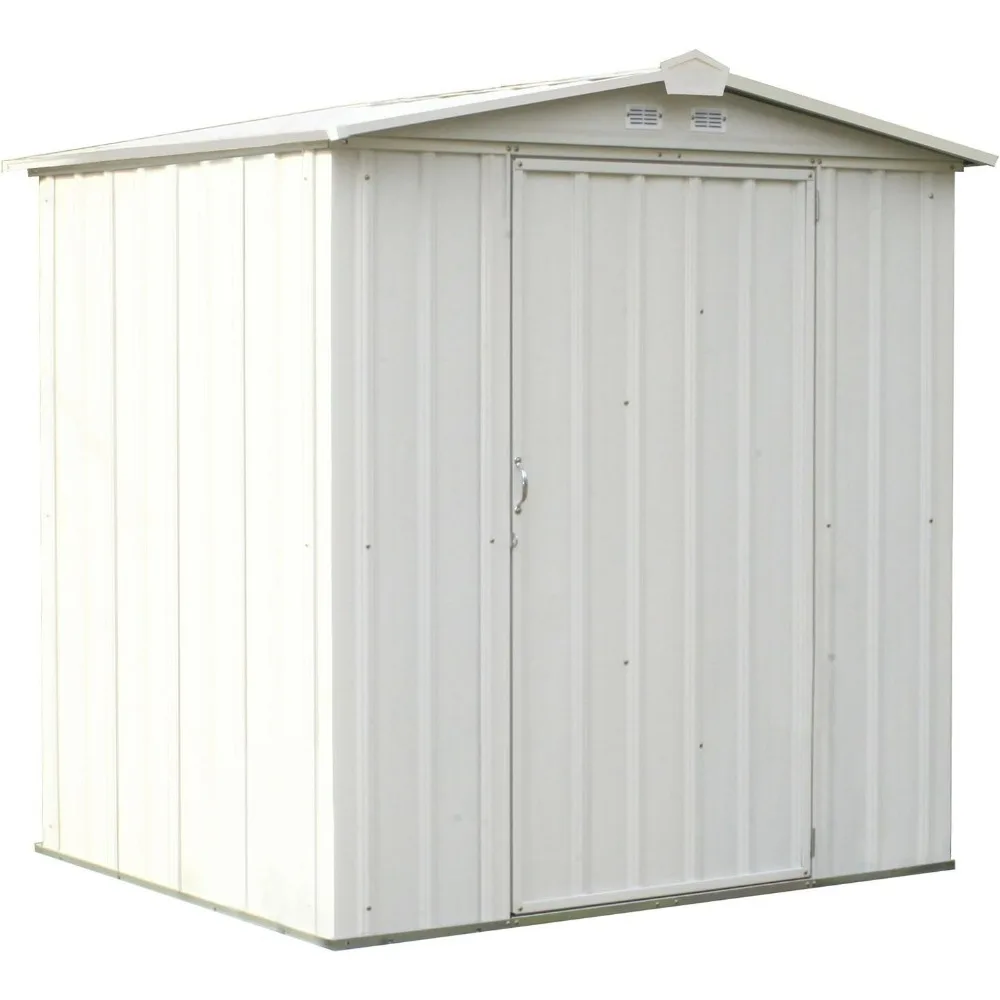 

Storage Shed with Peak Style Roof, Galvanized Steel Low Gable Shed Cream, Sheds and storage