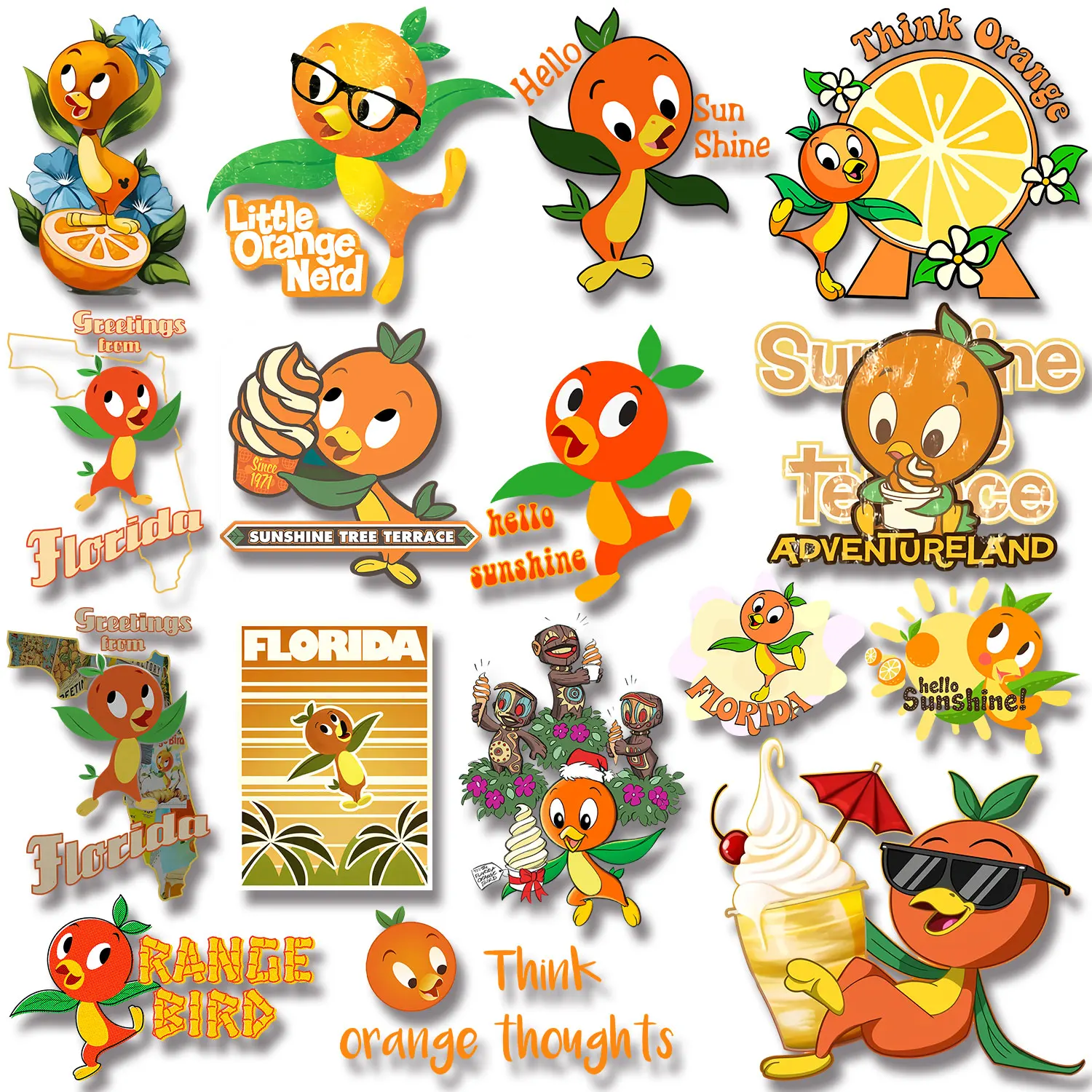 Orange Bird Reture to Disneyland Sunshine Florida Heat transfer stickers for t shirt Iron-on Transfers Patches