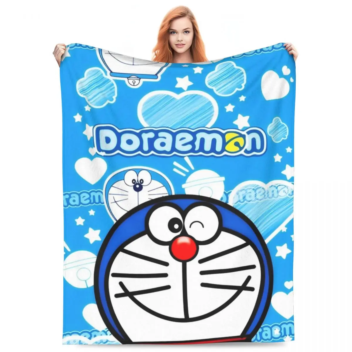 Super Warm Blanket Travel Office Cartoon D-Doraemon Throw Blanket Flannel Bedspread For Couch Bed Print Sofa Bed Cover