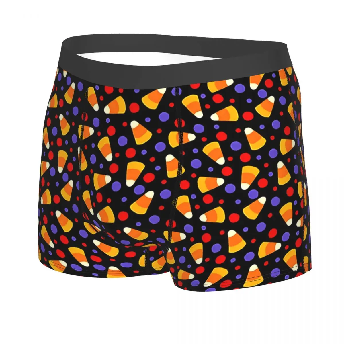 Custom Male Fashion Halloween Candy Corn On Black Witchful Thinking Underwear Boxer Briefs Soft Shorts Panties Underpants