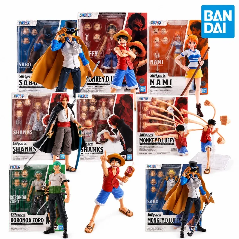 

Bandai SHF One Piece Luffy Zoro Nami Shanks Sabo Action Figure Romance Dawn Model