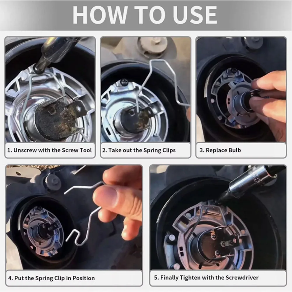 حامل مشبك زنبركي مجموعة أدوات السيارات لإصلاح السيارات المتوافقة مع H1 H3 H4 H7 لتركيب المصباح الأمامي #5