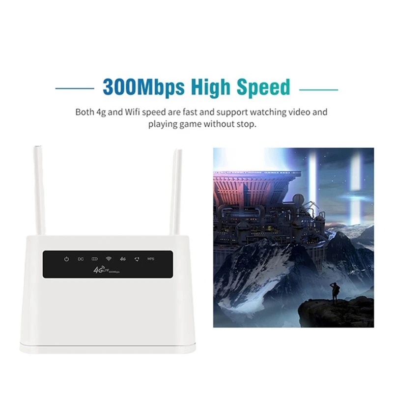 Enrutador Wifi 4G con ranura para tarjeta SIM integrada, 300Mbps, compatible con un máximo de 32 usuarios, compatible con APN (enchufe estadounidense)