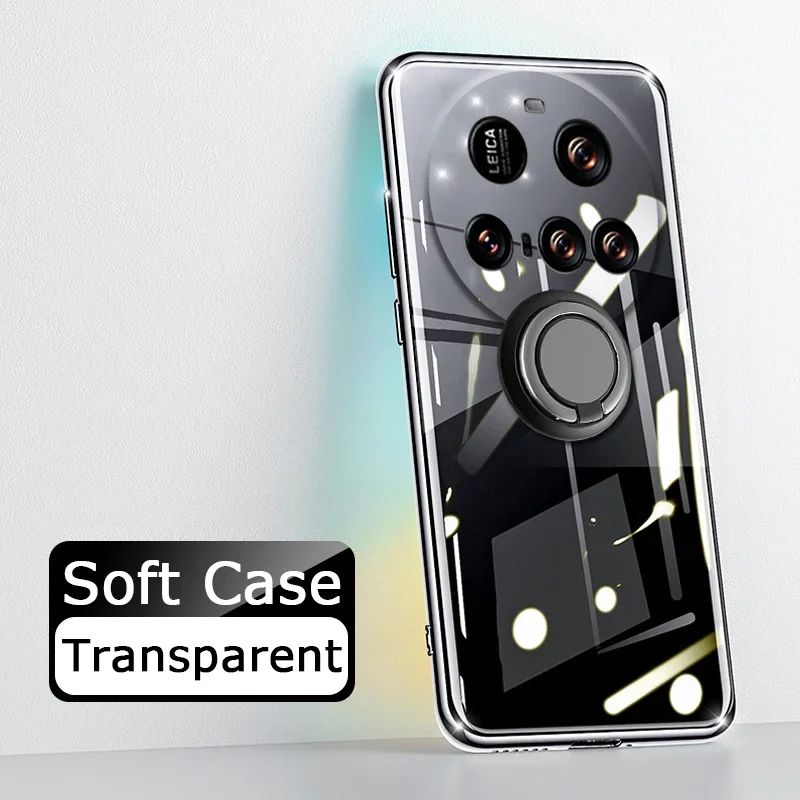 

For Xiaomi 15 Ultra Pro 15 xiaomi Cover With Holder Ring Clear Soft Silicone Shell For Xiaomi 15 Pro Ultra 15Ultra Phone Case