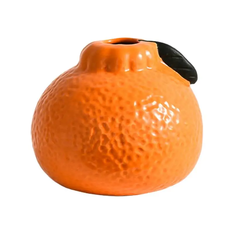 Decorative Ceramic Vase Table Centerpieces Tangerine Shaped Vase Decoration Flower Vase For Farmhouse Decor Desk Decor Modern