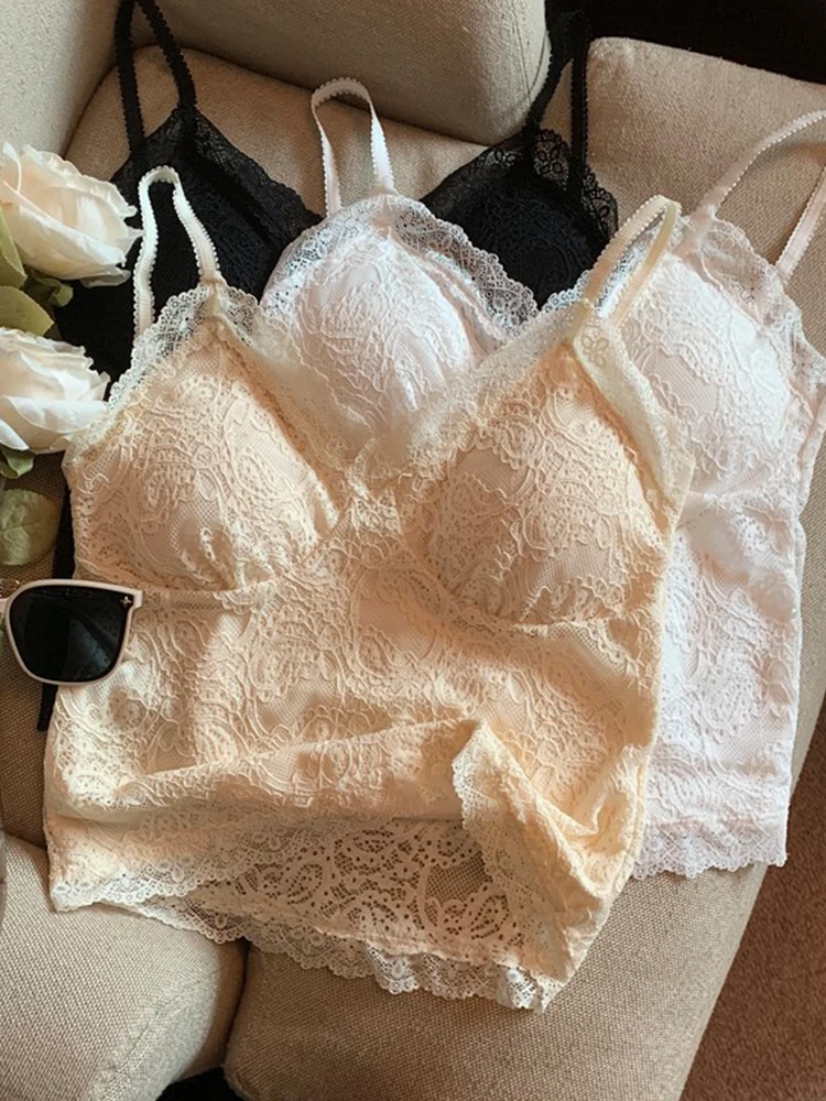 

Emily Clud Pure Desire Sexy Lace Ba V-Ne Strap Vest Top Women's Svel Silk Blend Faionable Casual Wear