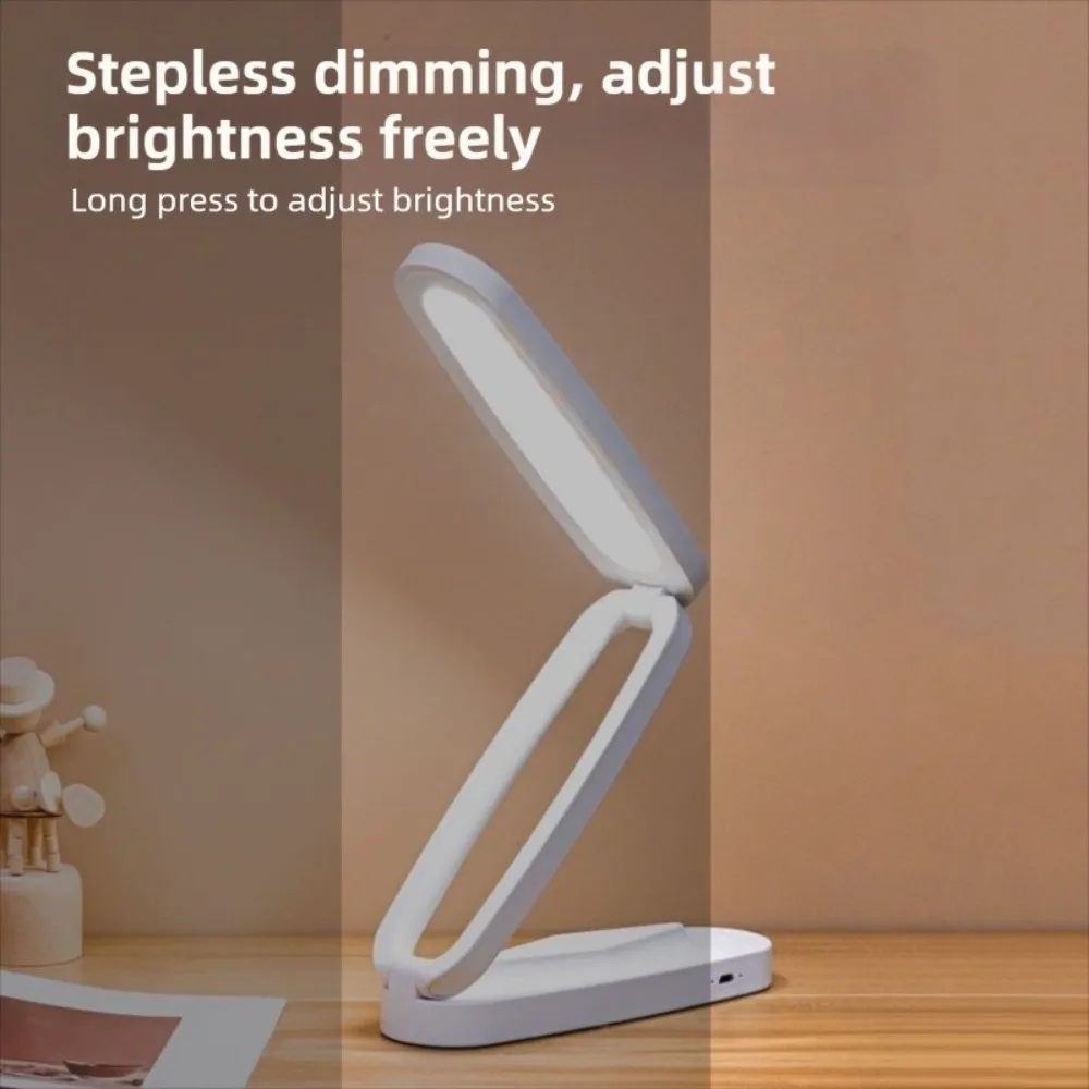 LED Charging Study Reading Light Portable 180° Foldable Three-Fold Night Light 3 Colors Modern Touch Control Desk Lamp Dormitory