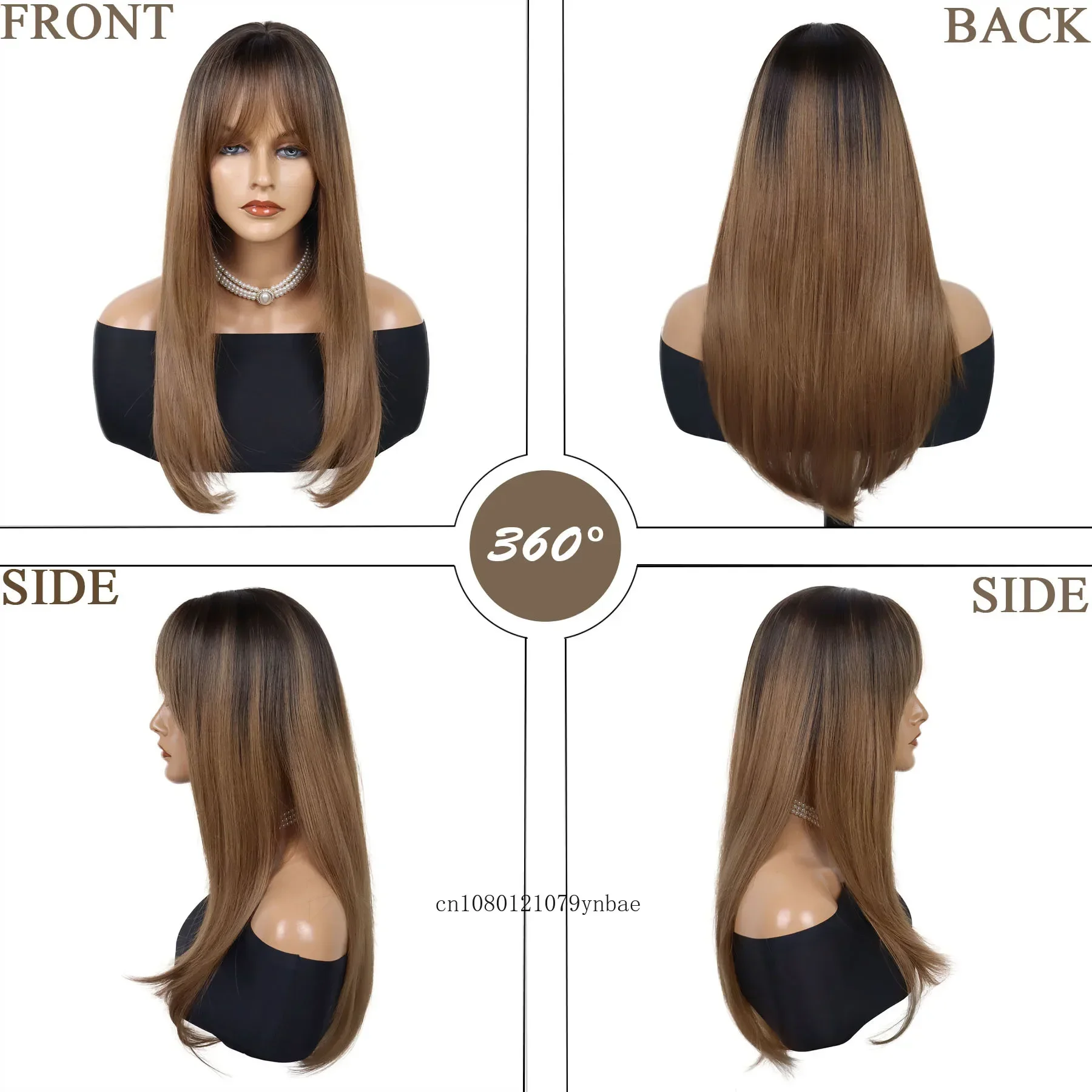 Synthetic Women's Fashion Super Long Straight Wigs 27 Inch Charming Ombre Brown Wig for Girls Daily Costume Party Drag Queen Wig image 3