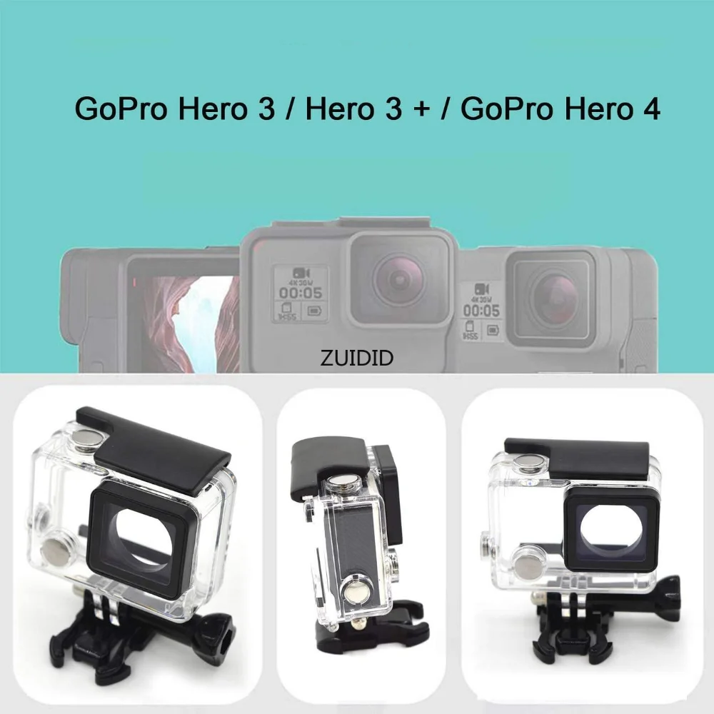 GoPro Hero 4 3+ Waterproof Case Diving Underwater Housing Protector Cover For Go Pro 3 + GoPro 4 Case Shell Filter Accessories