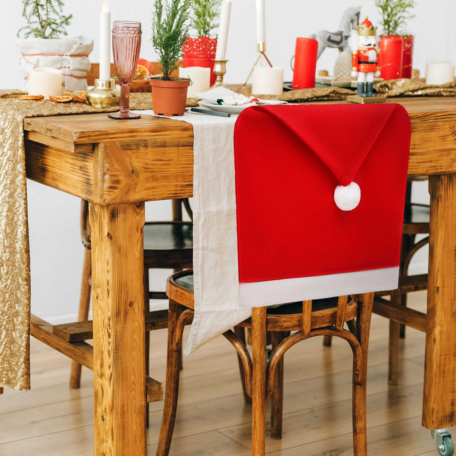 

10 Pcs Christmas Chair Back Slip Covers Seat for Chairs Decorations Indoor Protectors