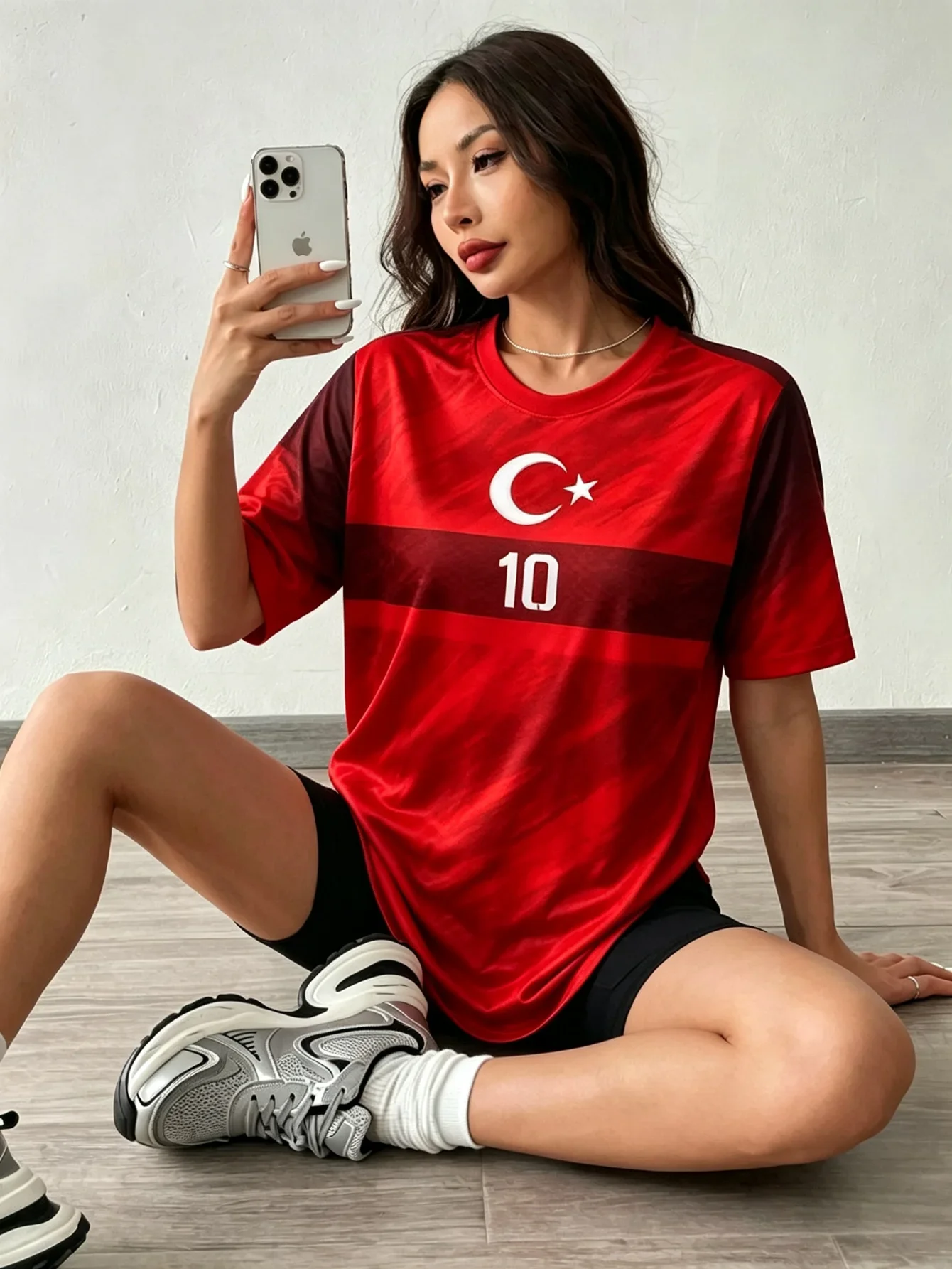 Turkey Y2K Soccer Jersey Red Crescent Star Men Women Unisex Number 10 Plus Size Standard Size Football Graphic Streetwear Top