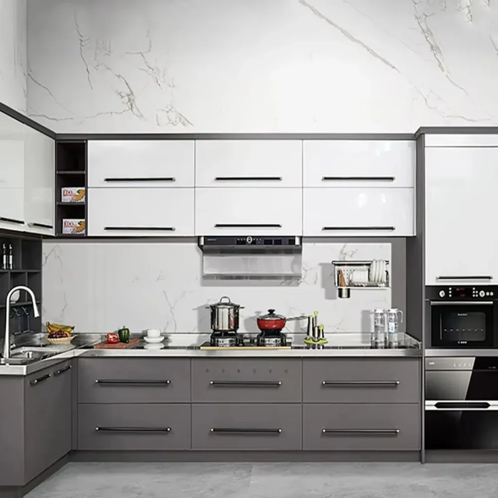 High Quality Custom Stainless Steel Cabinets Kitchen Furniture Cupboards Designs Stainless Steel Modern Kitchen Cabinet