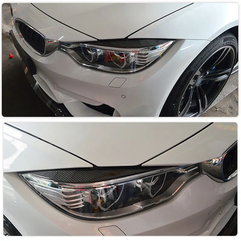 Carbon Fiber Headlight Eyebrows Eyelids Trims For BMW 4 Series F32 F33 F36 F82 F83 M4 F80 M3 2014-2019 Car Front Lamp Eyebrows
