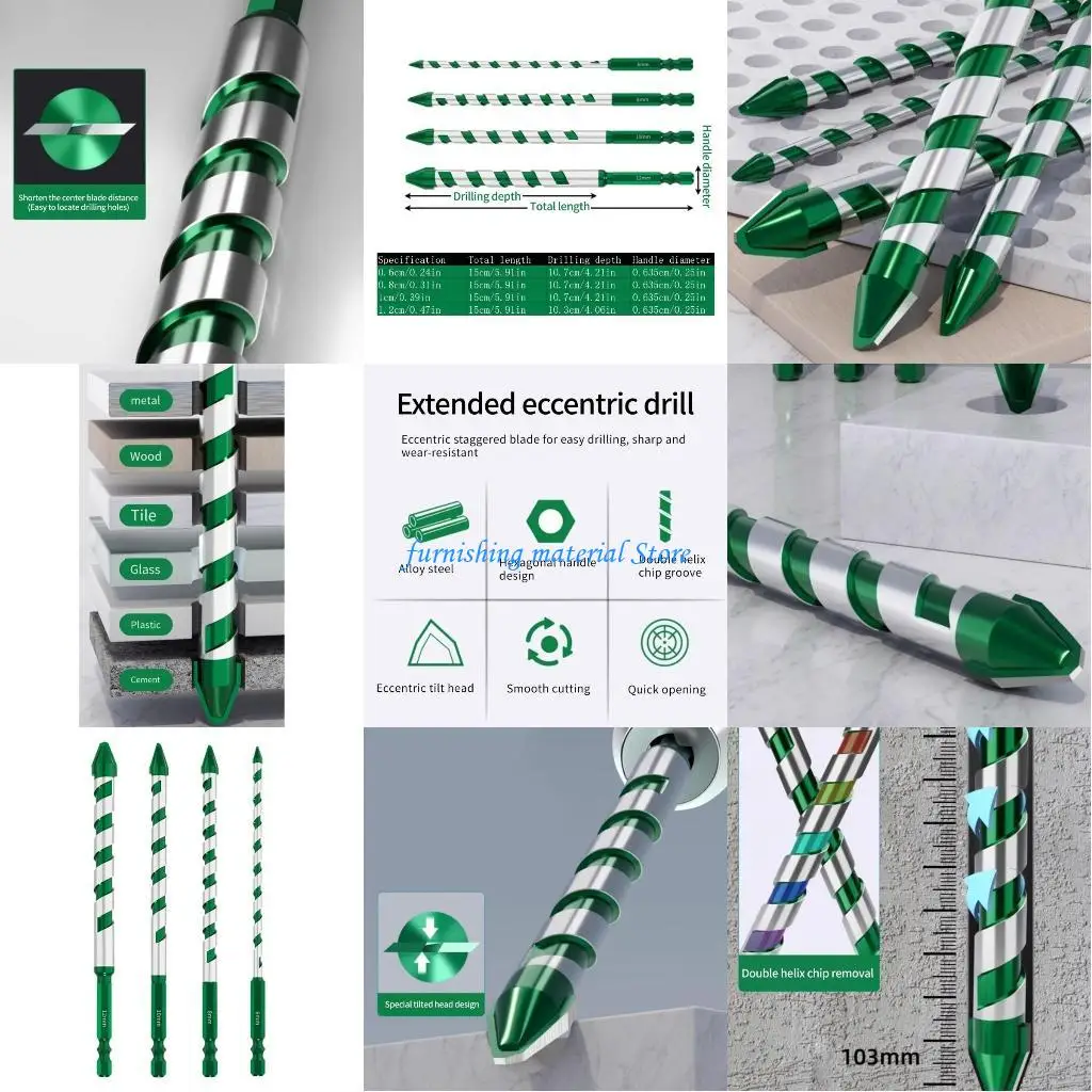 

Y5GD High Hardness Eccentric Drill Drilling 6/8/10/12mm Glass Tile Drill Bit