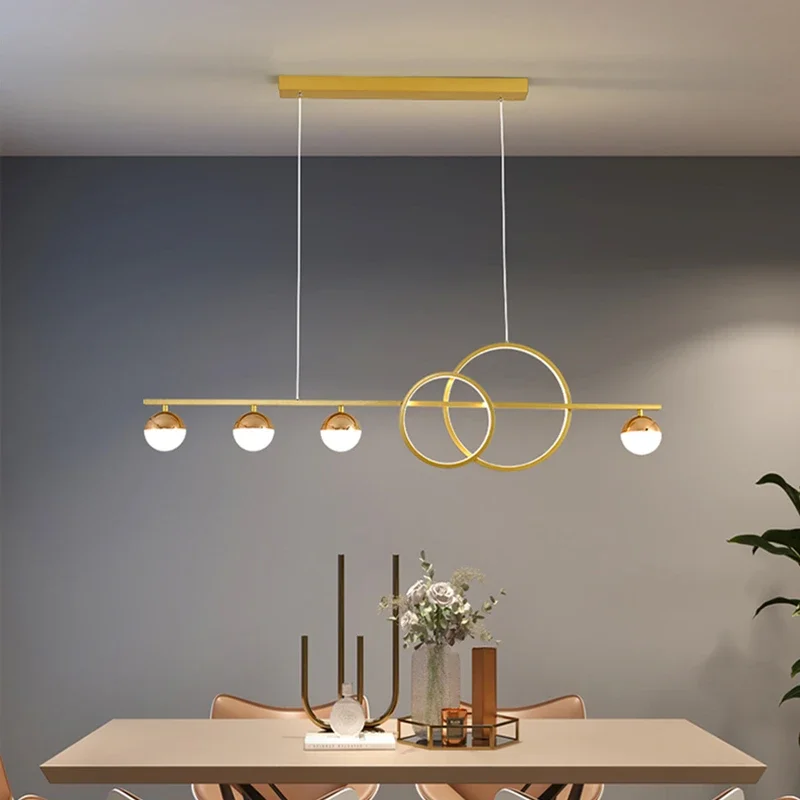 

New Magic Beans Circle Restaurant LED Ceiling Chandelier For Living Table Kitchen Led Iron Art Luminaire Hanging Lamp Decoration