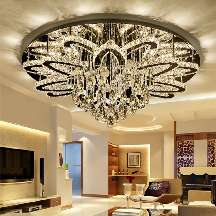 

Modern Luxury Dimmable Led Chandelier Living Room Lustre K9 Cristal Led Ceiling Chandelier Lighting Chrome Led Lamp Fixtures