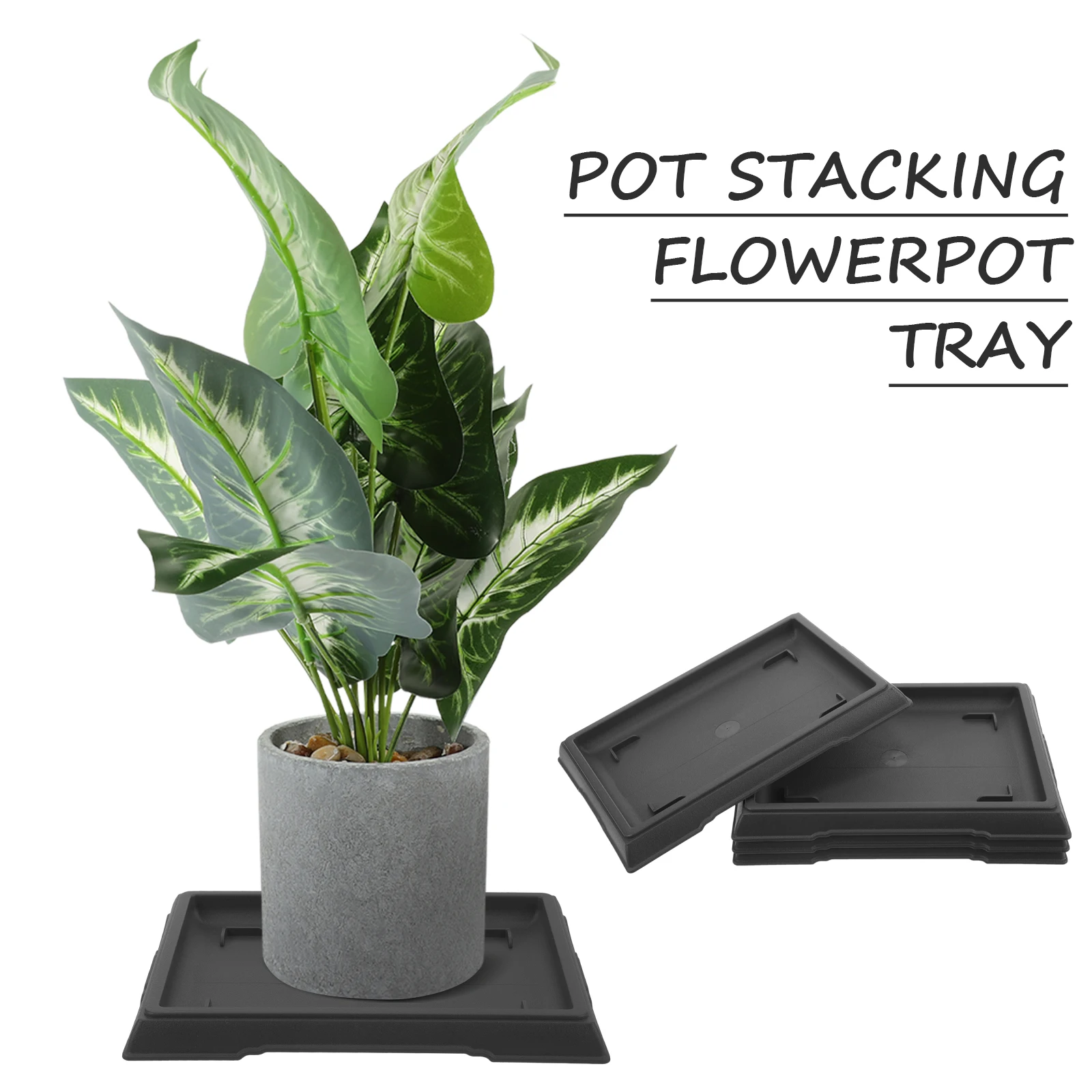 

4 Pcs Tray Rectangular Planter Saucers for Plants Square Pot Drainage Dark Brown