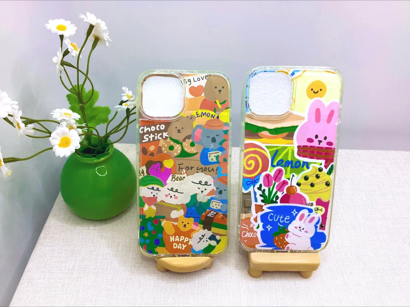 4 Cute Cartoon Bear Stickers Phone Case Decorations Waterproof DIY Stickers Back Card Stickers