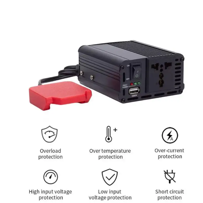 200w 220v Cordless Portable Power Inverter Adapter Fo Lidl Parkside X20V  Battery Inverter W/ USB For US/UK/AU (Tool Only)