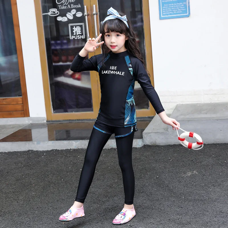 Girls/Boys' Rash Guard Set - 3 Pack Long Sleeve Swim Shirt Shorts Leggings Bathing Suit Swimsuit Full Body Athletic Sportswear