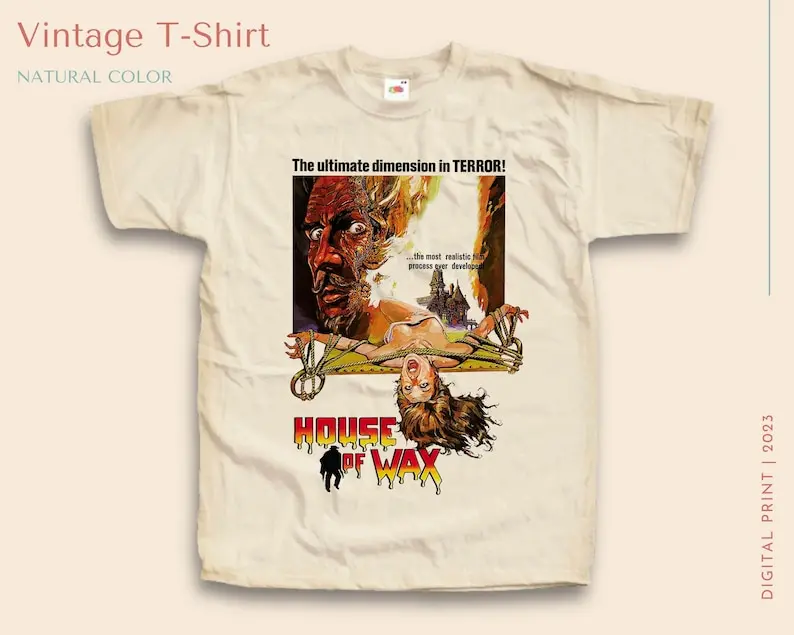 Vintage TShirt House of Wax NATURAL color Men Woman Unisex T-Shirt Digital Print Sizes