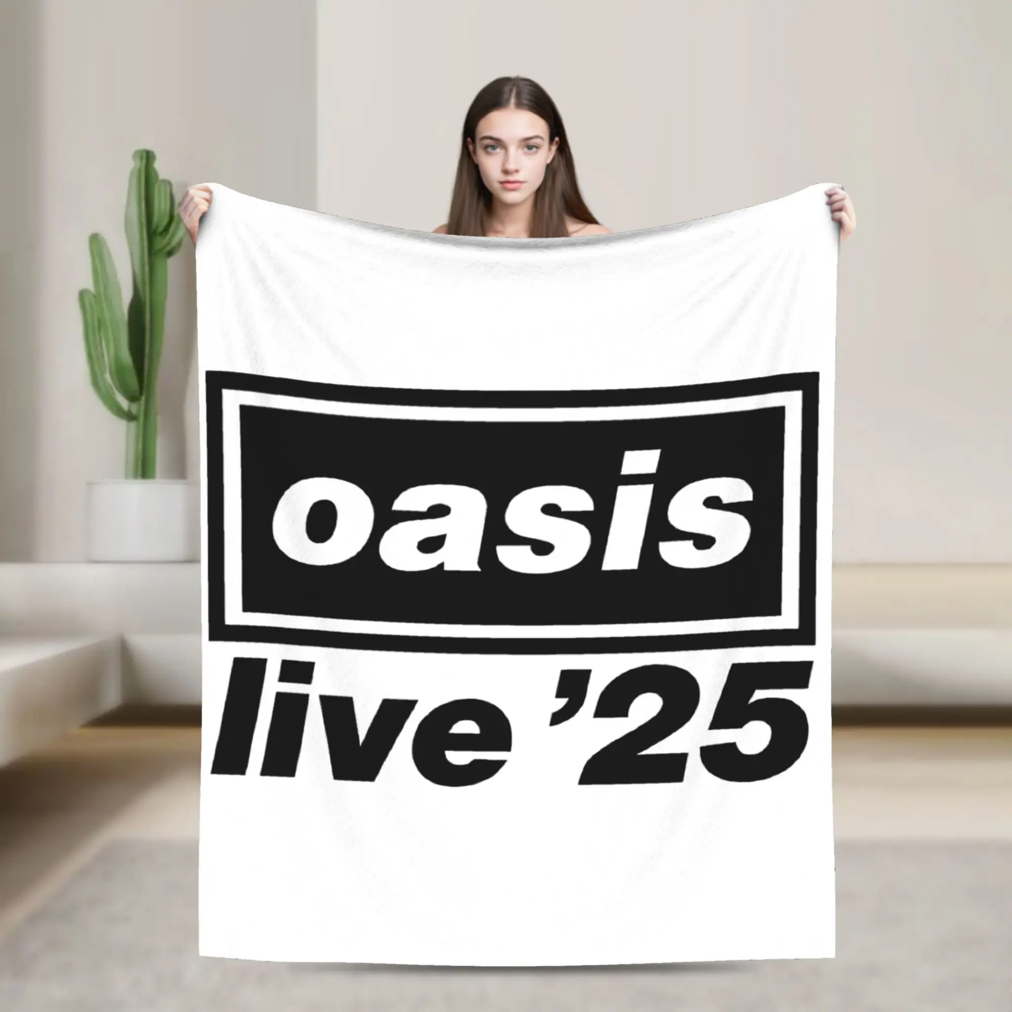 O-Oasis Live 25 Tour Blankets Flannel Rock Band Lightweight Thin Throw Blankets for Bedroom Sofa Bed Rug
