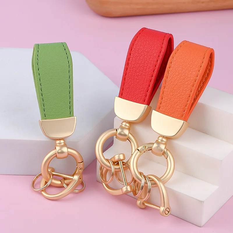 10pcs/set Real Leather French Sheepskin Car Key Chain Women Leather Pendant Keychain Lovely Leather Rope Key Holder