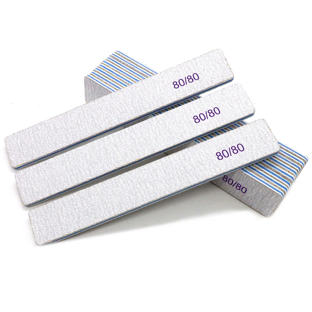 25/50 Pcs Washable Durable Nail Art File 80/80 Grit Manicure Supplies Square Emery Board Sanding Files Buffer For Home Salon Use 5