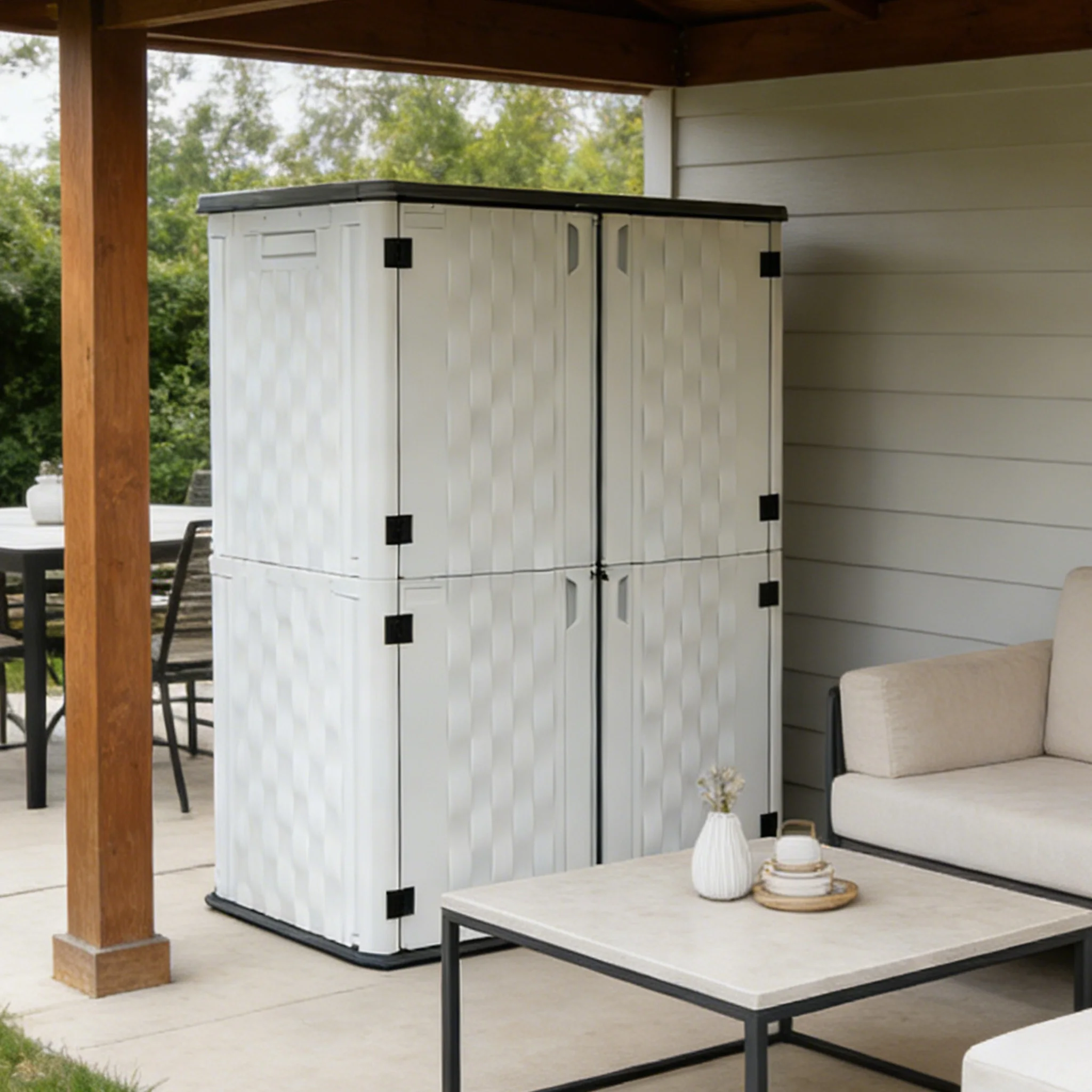 1472L HDPE Plastic Storage Box Dustproof Sunscreen Storage Cabinet For Garden Indoor Outdoor Patio Tools