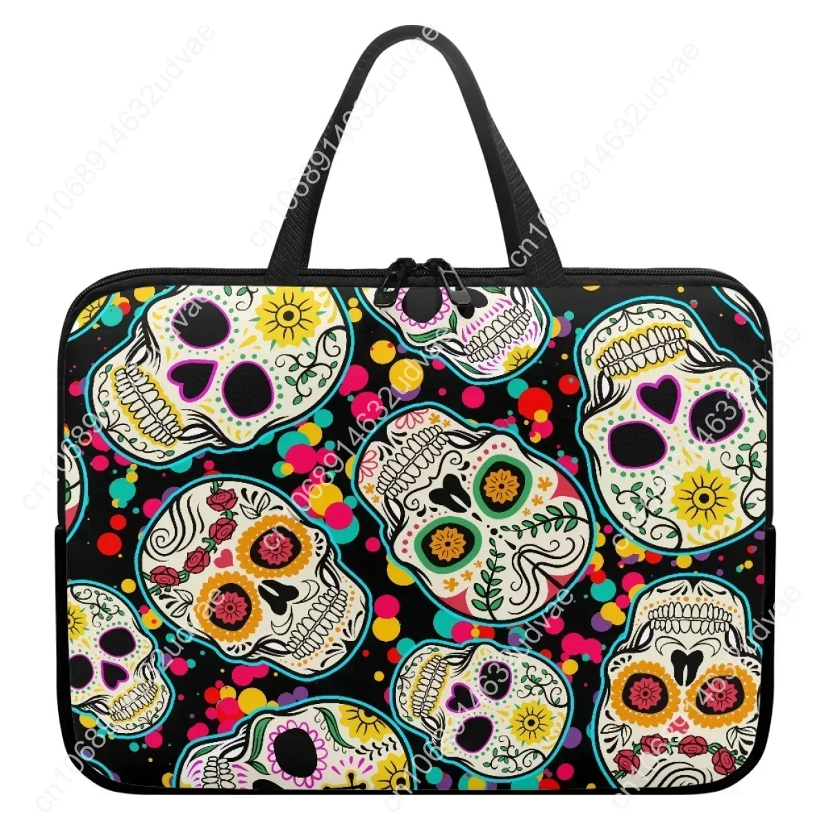 New Sugar Skull Printing Tablet Bag 10 12 13 15 17Inch Handle Universal Notebook Case Laptop Bags Adult Halloween Gift Briefcase