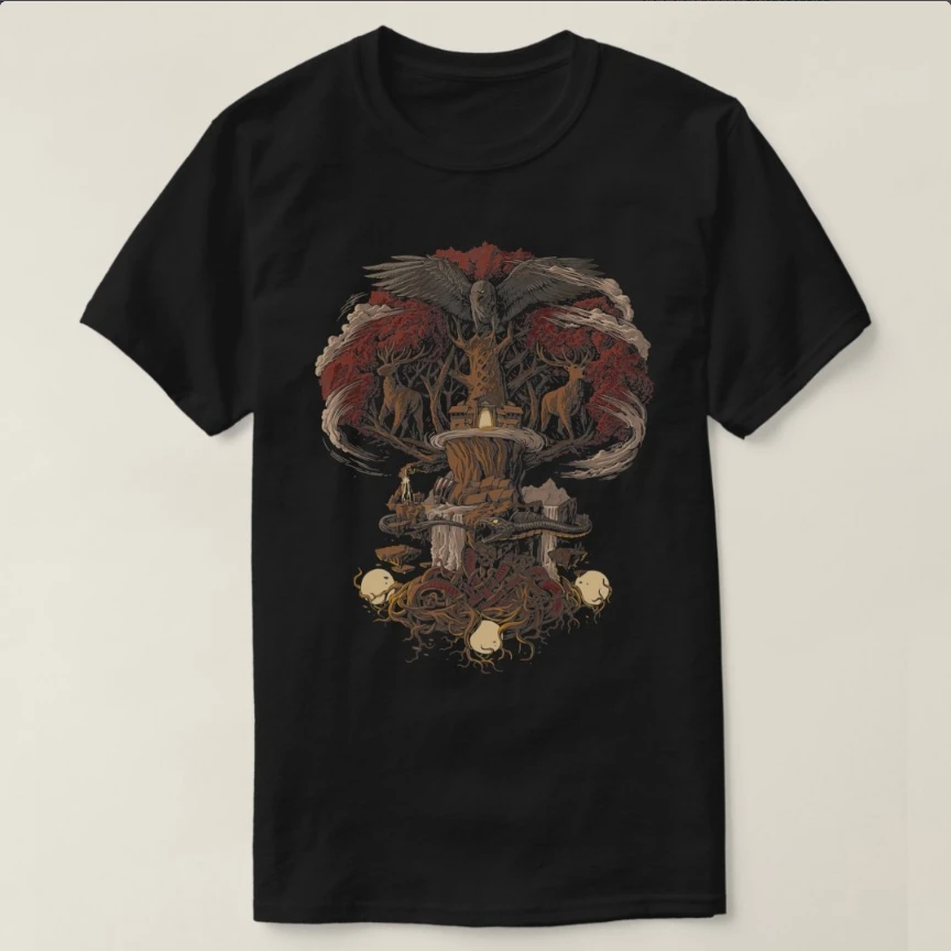 Nordic Warrior Tree of Life Yggdrasil Pagan Norse Myth T-Shirt 100% Cotton O-Neck Short Sleeve Summer Casual Mens T-shirt