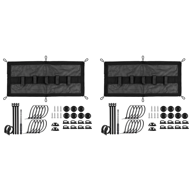 

2X Cable Management Net - Under Desk Wire Management - Flexible Under Desk Cable Management Tray B