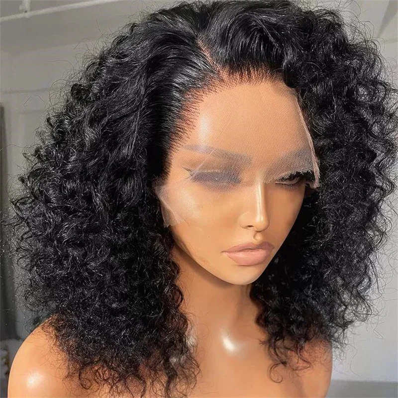 

Soft Short 20inch 180Density Natural Black Kinky Curly Lace Front Wig For Women BabyHair Heat Resistant Glueless Preplucked wig