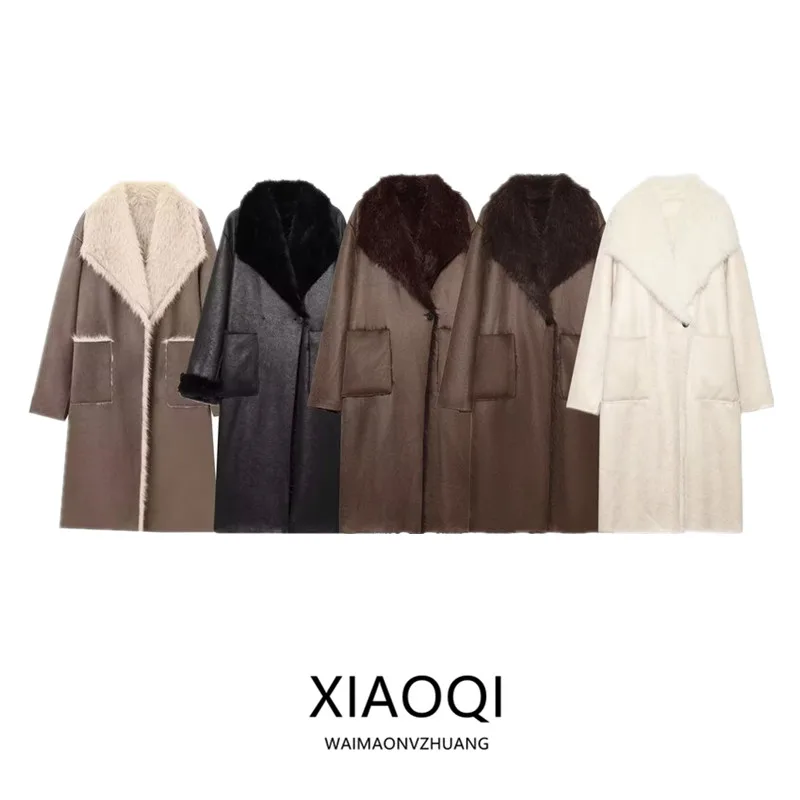 Double-Faced Women's Coat Jacket Autumn Winter New Style Flip Collar Double-Breasted Design Fashionable Ladies' Woolen Outerwear
