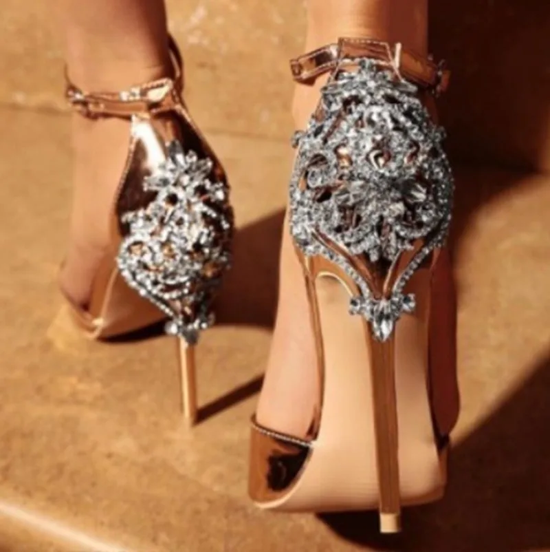 New Summer Word with Sandals Female Wild Simple Women Sandals Round Toe Flock 11CM Thin Heels High Heel Buckle Strap Rhinestones