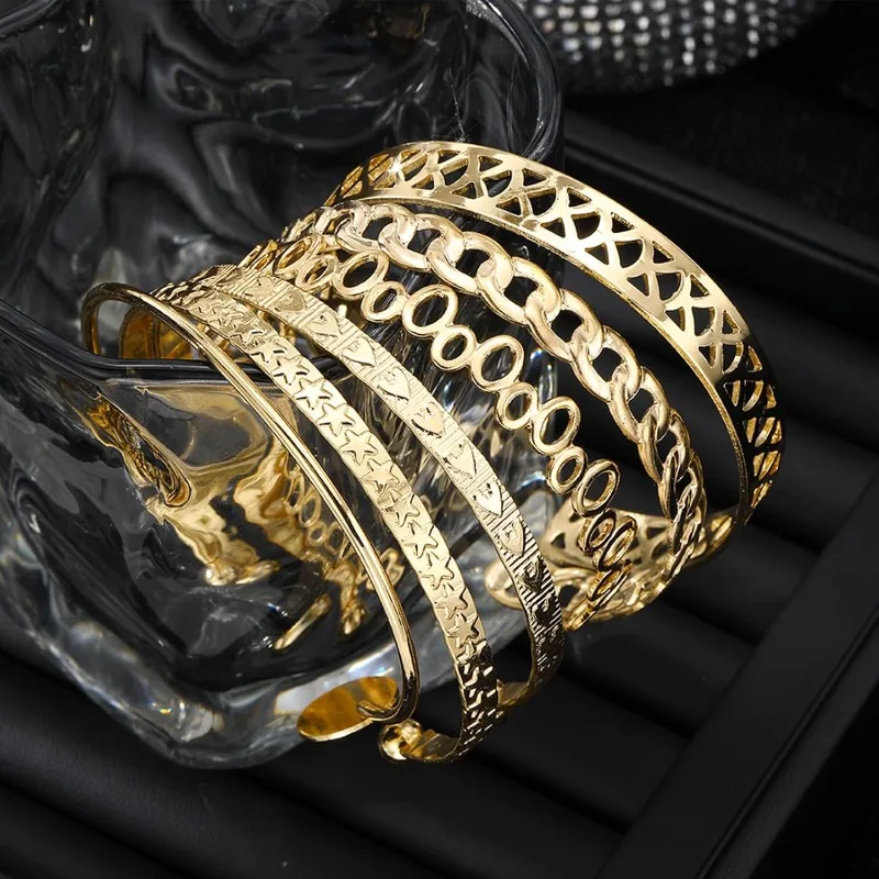 أساور أساور ذهبية للنساء، مطلية بالذهب عيار 14 قيراط، متعددة الطبقات، أساور قابلة للتكديس، سحر أنيق غير مشوه، هدية مجوهرات بوهو #3