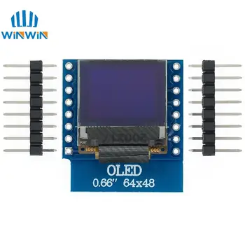 OLED LED LCD 디스플레이 실드, WEMOS D1 MINI ESP32 64X48 0.66 인치 디스플레이, 0.66 인치 OLED 모듈 IIC I2C 호환, 0.66 인치 