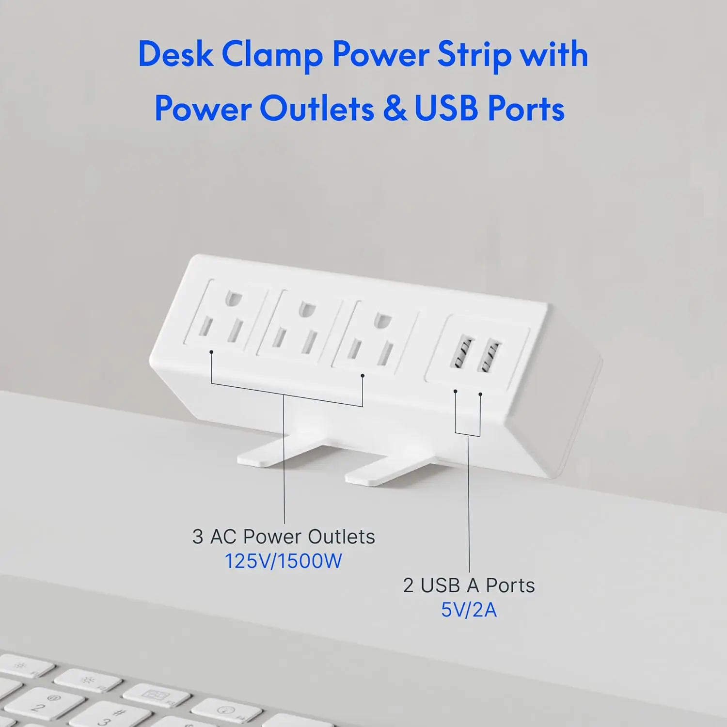 48x24'' Whole-Piece Desktop Sit Stand Up Computer Desk Workstation with Desk Clamp Power Strip