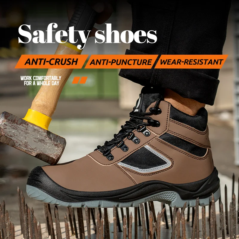 作業用安全靴＆シューズ 耐パンク カジュアルウォーキングシューズ 防水レザーシューズ メンズハイキングブーツ 産業用シューズ