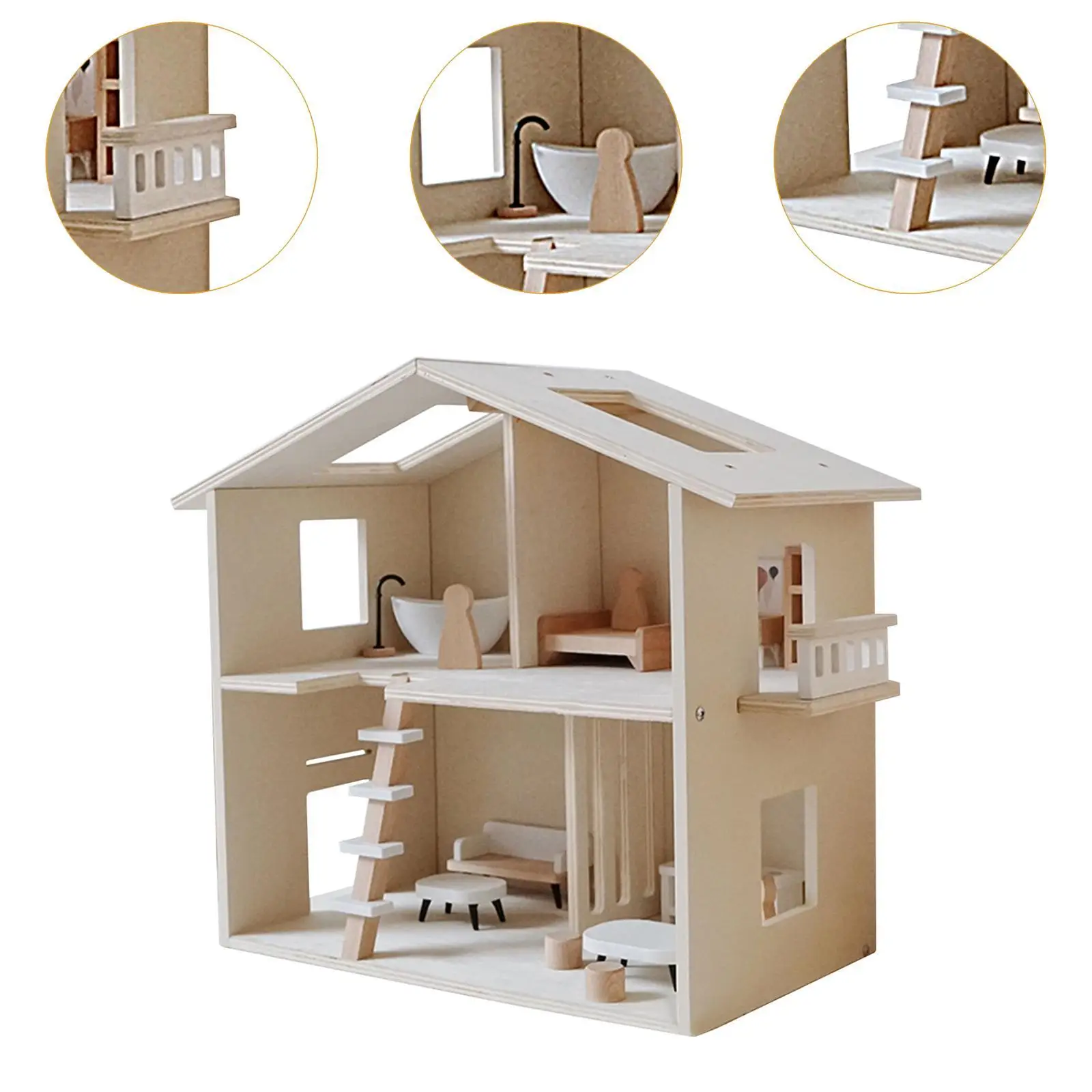 Kids Wooden Dollhouse Educational Wood Playset Play House Toy bambini casetta in legno per bambini ragazze bambini regali di compleanno