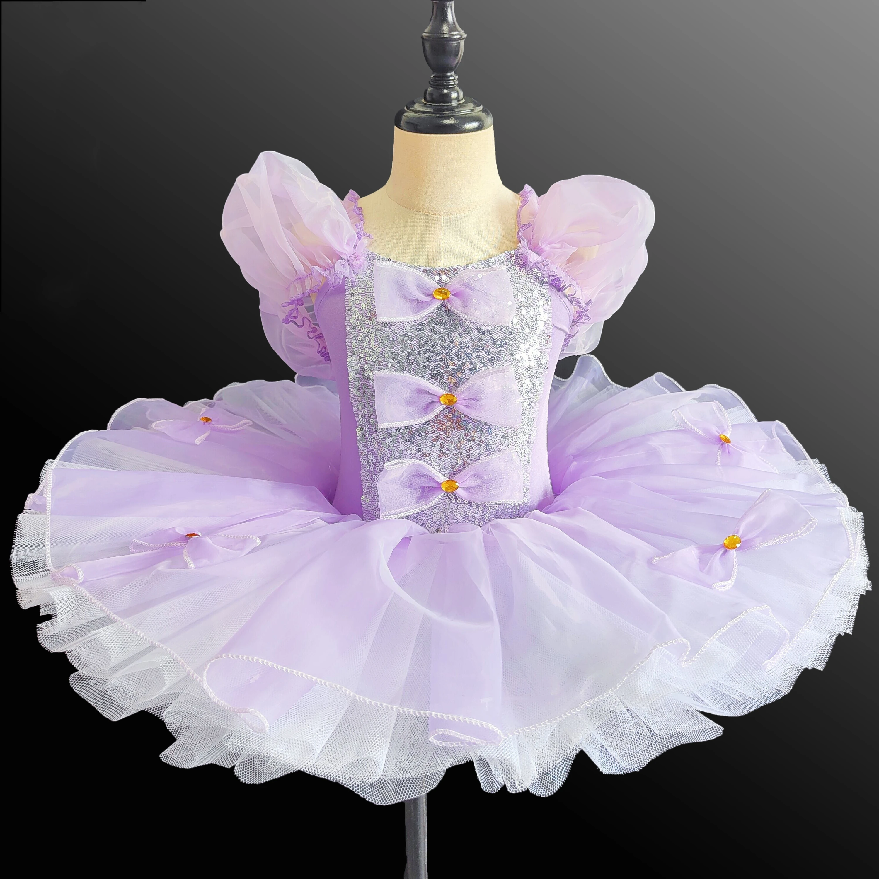 Ballet Tutu lantejoula para meninas, bailarina do Lago dos Cisnes, vestido de baile infantil, roupa de dança romântica