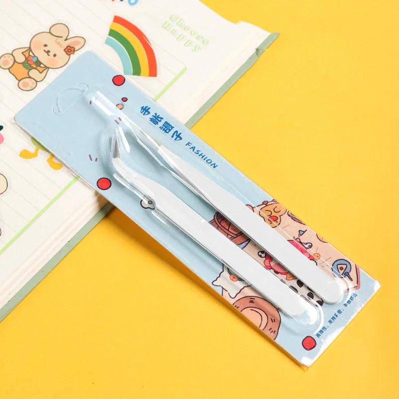 แหนบสแตนเลสแบบตรงและโค้ง สีสันสดใส ชมพู ฟ้า ม่วง สำหรับงาน DIY ติดขนตา ตกแต่งเล็บ สติ๊กเกอร์ ติดเพชร