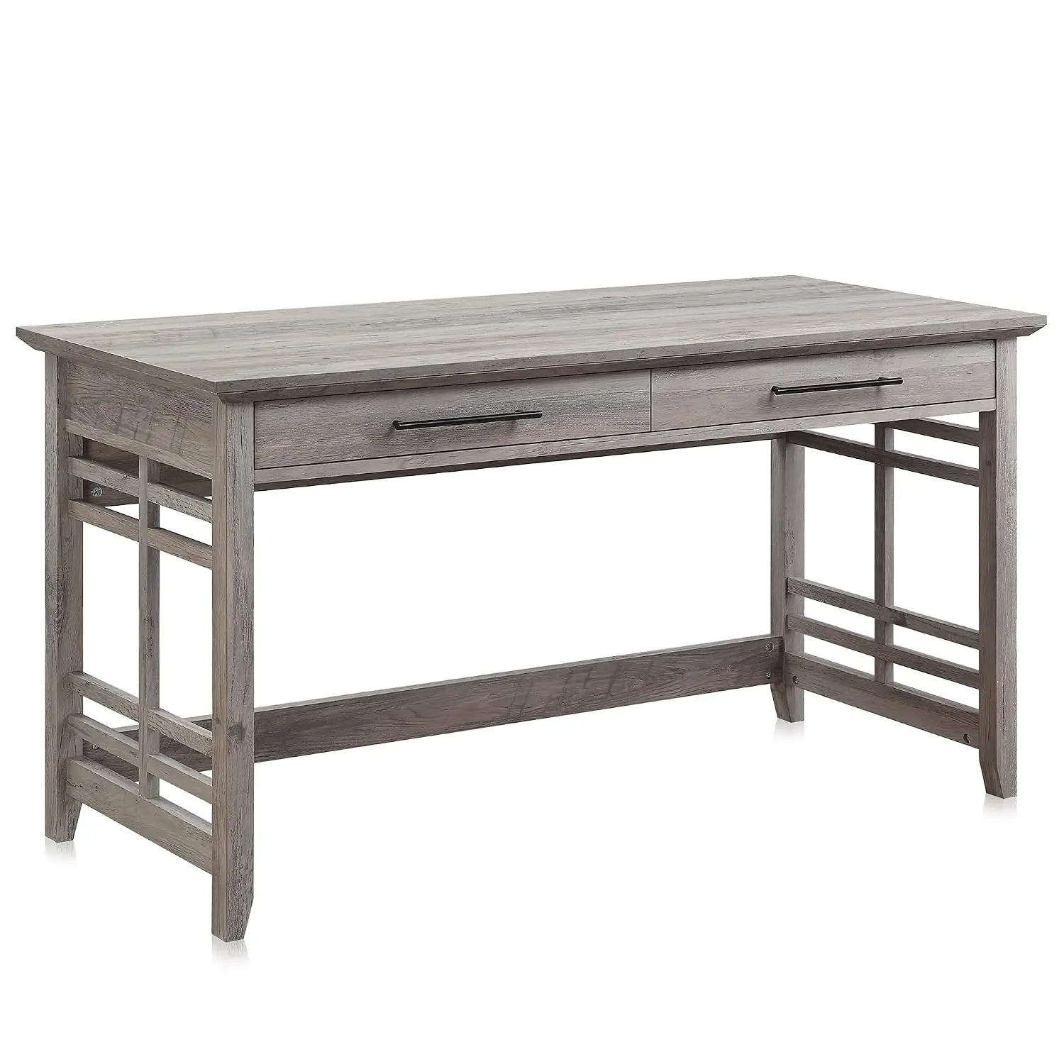 Modern Simple Home Office Computer Desk Wood Study Table Workstation With Drawers 55 Inch Gray Wash, Customized