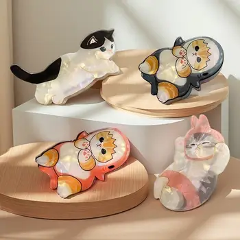 全新可愛貓咪系列髮爪卡通鯊魚小貓爪夾時尚甜美可愛髮夾女女孩髮飾 10 最佳銷售 貓毛夾 - №8