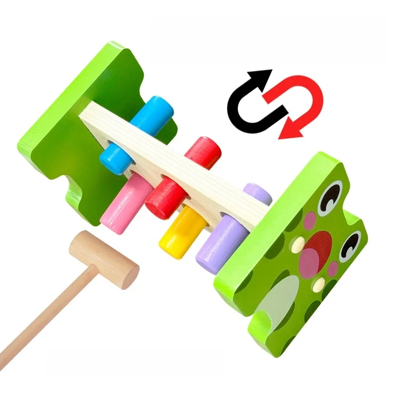 Martello in legno Montessori Giocattolo per bambini Allenamento motorio fine Gioco sensoriale Set di cognizione dei colori Giocattolo educativo per bambini autistici