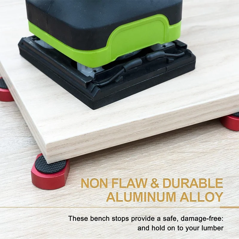 Aluminum Alloy Bench Dogs With Non-Slip Pads - 3/4Inch Workbench Dog Hole Replacement Accessories For Woodworking And MFT Stops